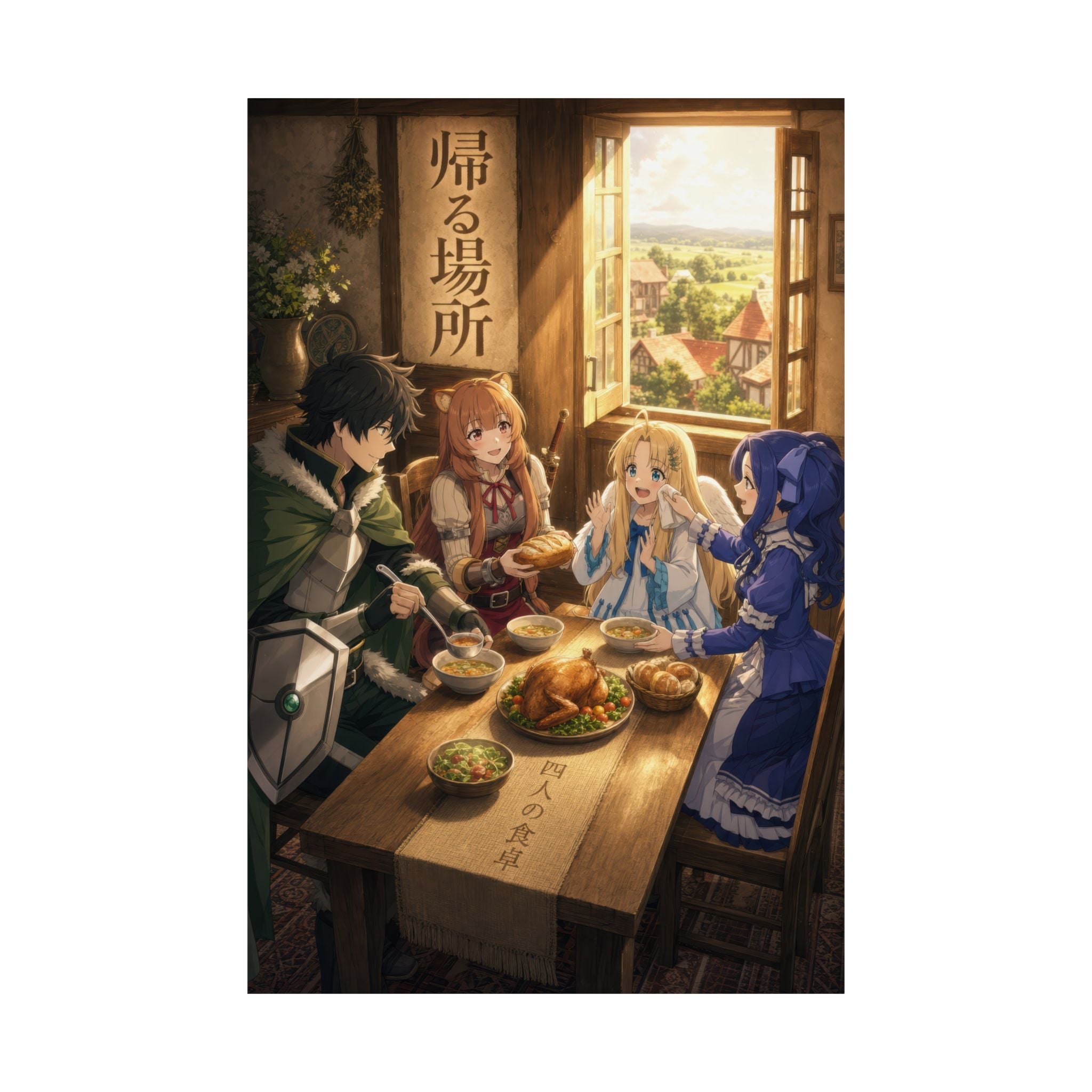 The Rising of the Shield Hero Found Family Dinner Warm Ensemble Anime Poster