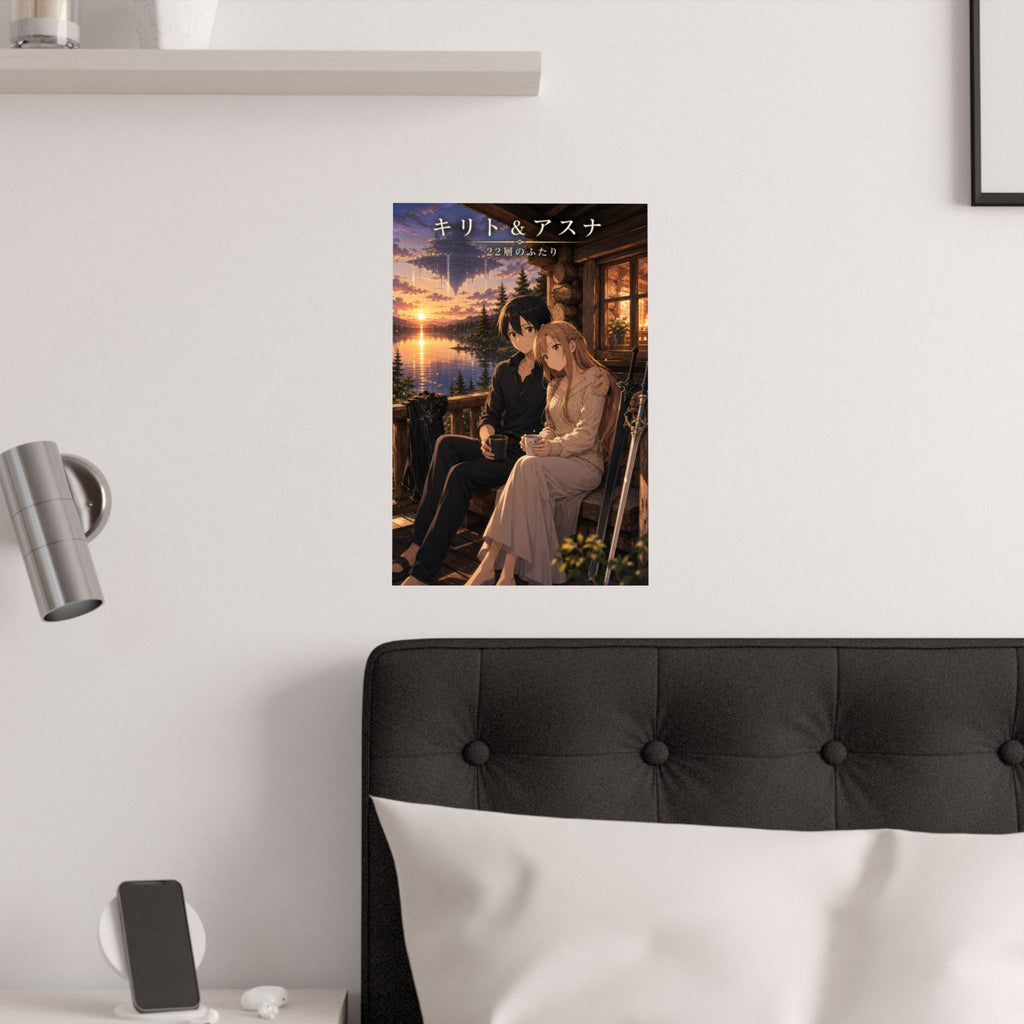 Sword Art Online Sao04 Kirito Asuna Log Home Porch Golden Hour Romance Anime Pos