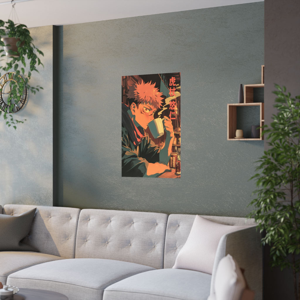 Jujutsu Kaisen Yuji Itadori Coffee Anime Poster