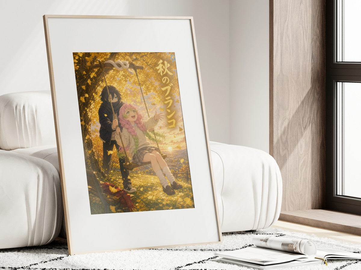 Demon Slayer Obanai Mitsuri Dreamy Autumn Swing Anime Poster