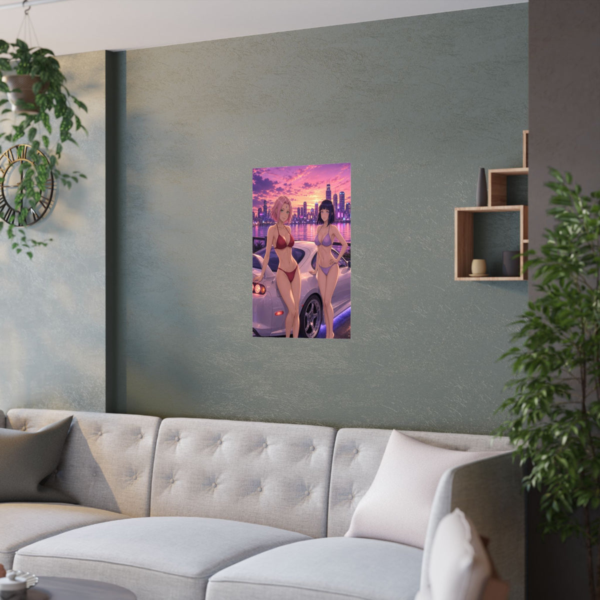 Sakura Hinata Naruto Anime Poster Ninja Sisters Art Print