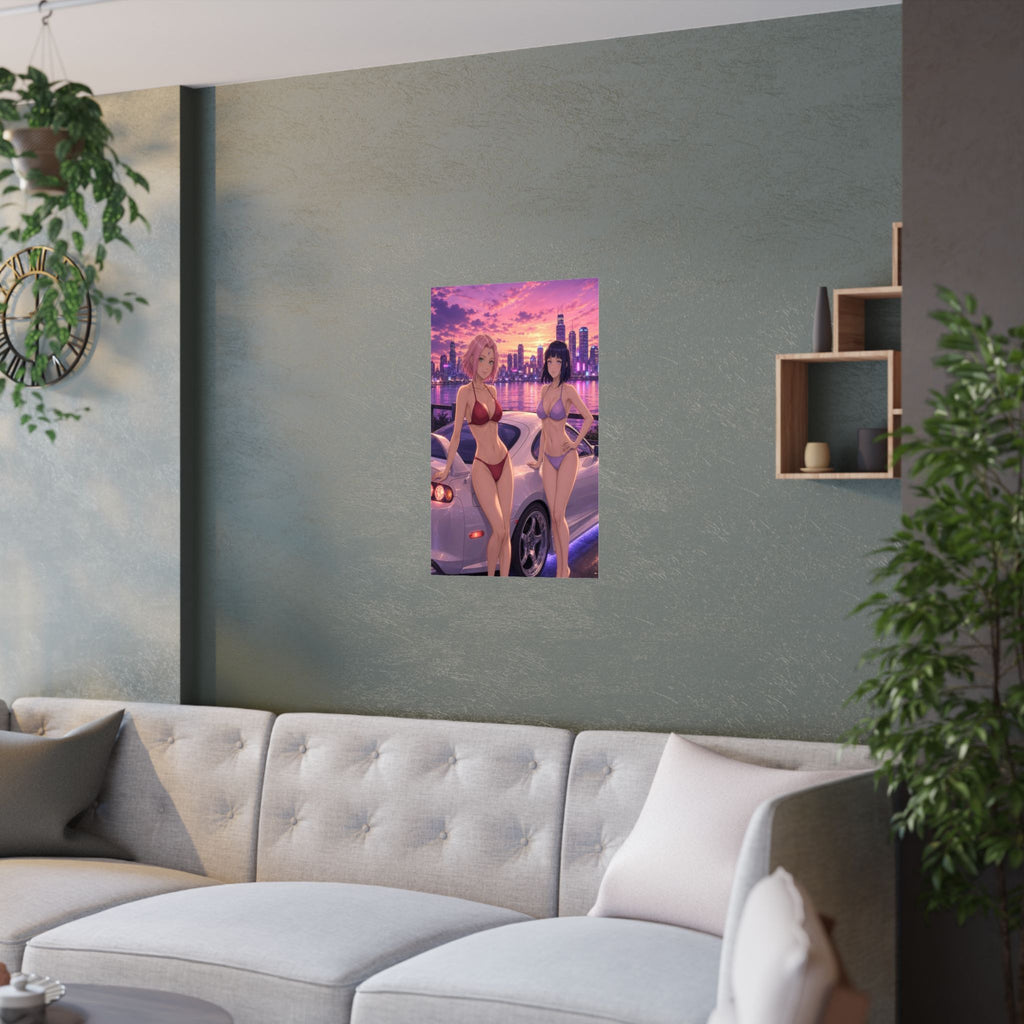 Sakura Hinata Naruto Anime Poster Ninja Sisters Art Print