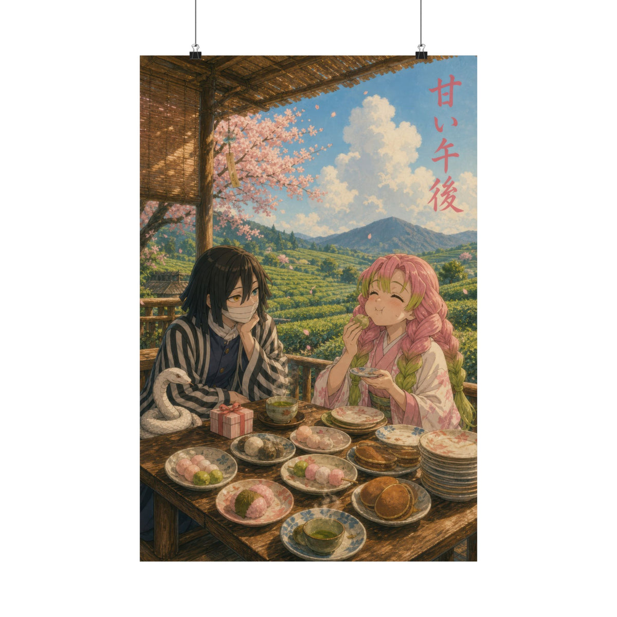 Demon Slayer Obanai Mitsuri Ghibli Teahouse Date Anime Poster