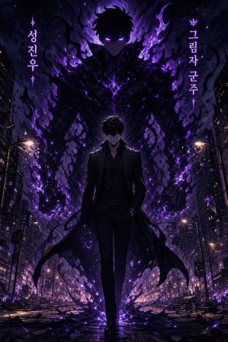 Solo Leveling Sl03 Jinwoo Shadow Monarch Cinematic Manhwa Anime Poster
