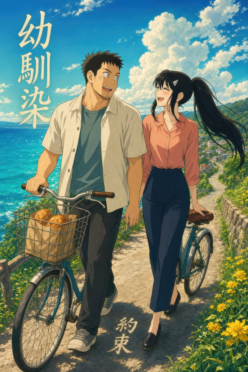 Kaiju No. 8 Kj8 R09 Kafka Mina Seaside Bicycle Miyazaki Anime Poster