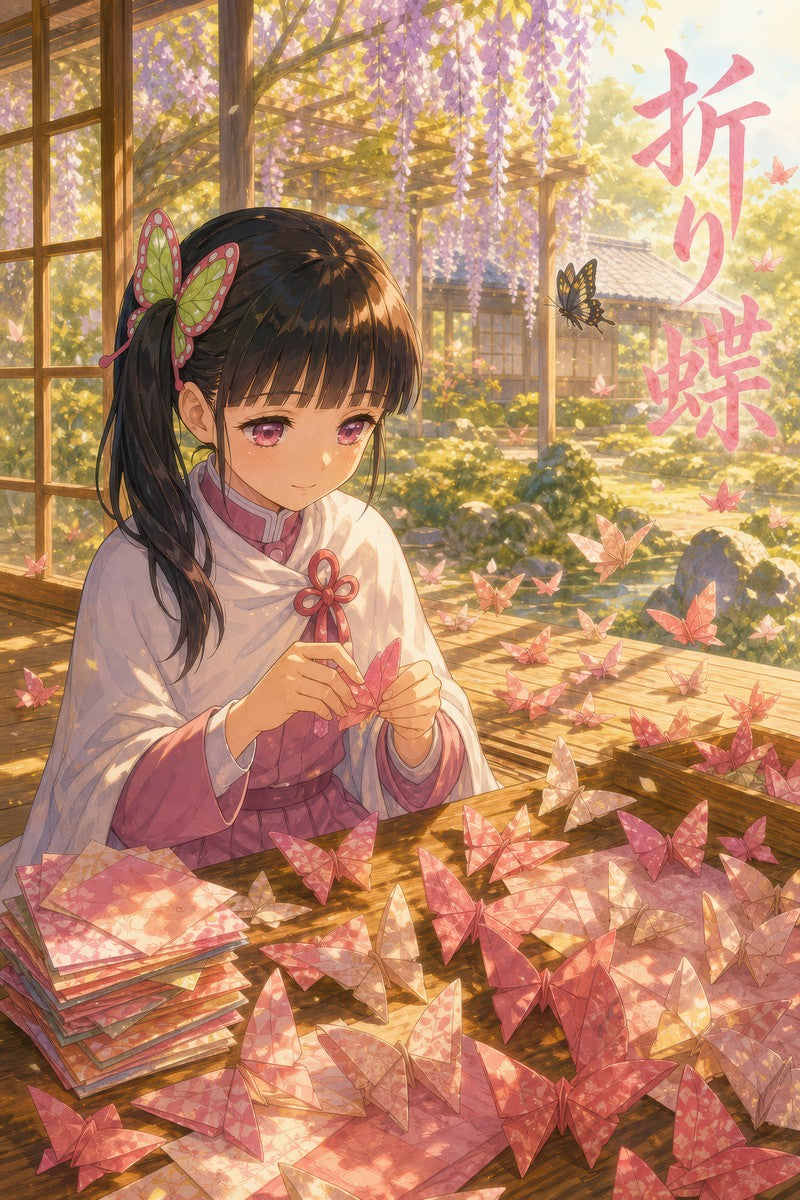 Demon Slayer Kanao Ghibli Set Origami Butterflies Anime Poster