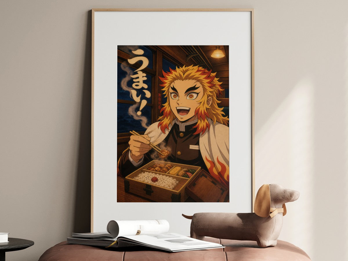 Demon Slayer Rengoku Umai Retro Railway Food Editorial Anime Poster