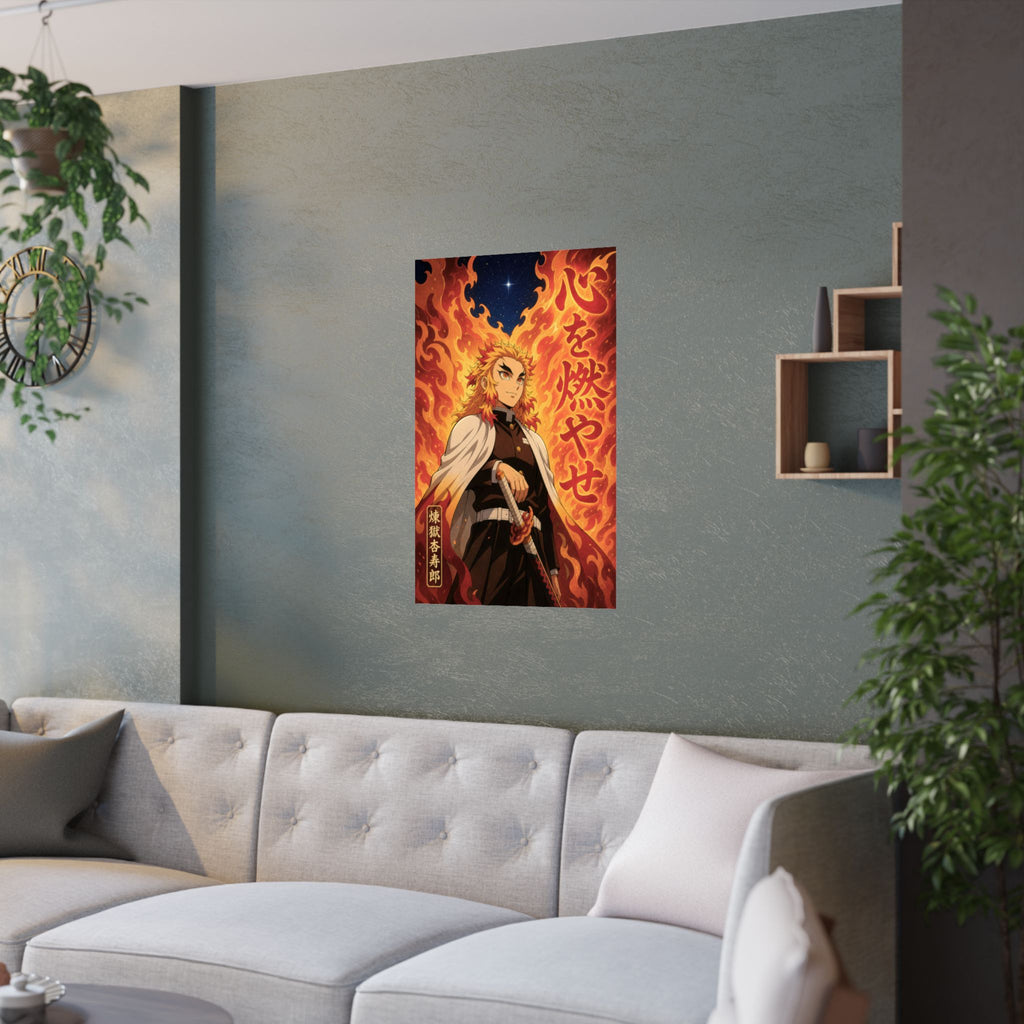 Demon Slayer Rengoku Flame Quote Anime Poster