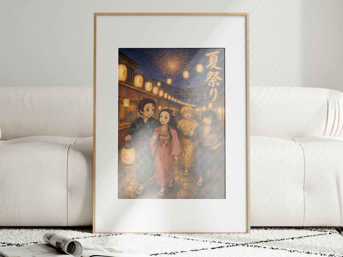 Demon Slayer Summer Festival Miyazaki Lantern Night Anime Poster