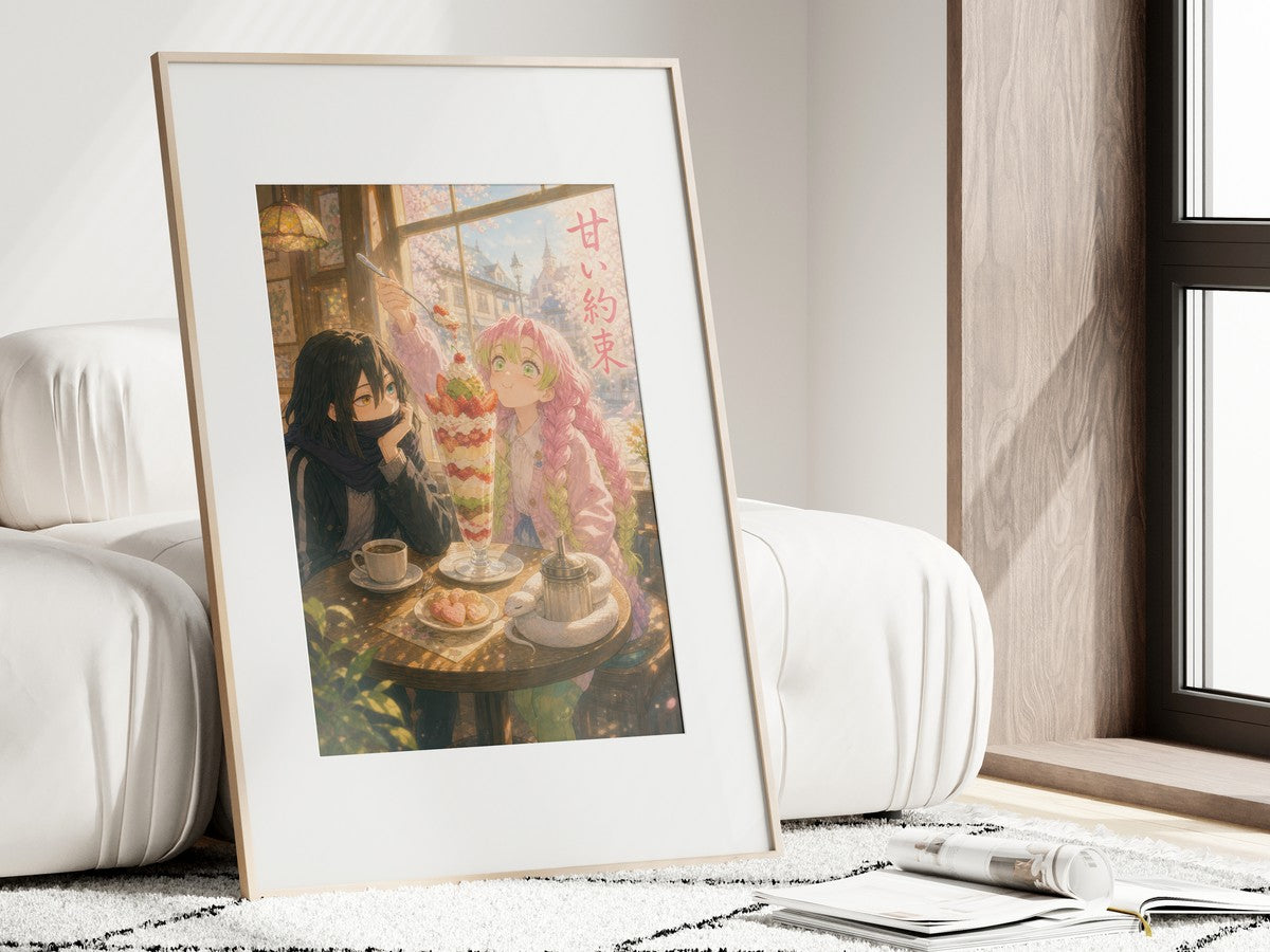 Demon Slayer Obanai Mitsuri Dreamy Parfait Cafe Anime Poster