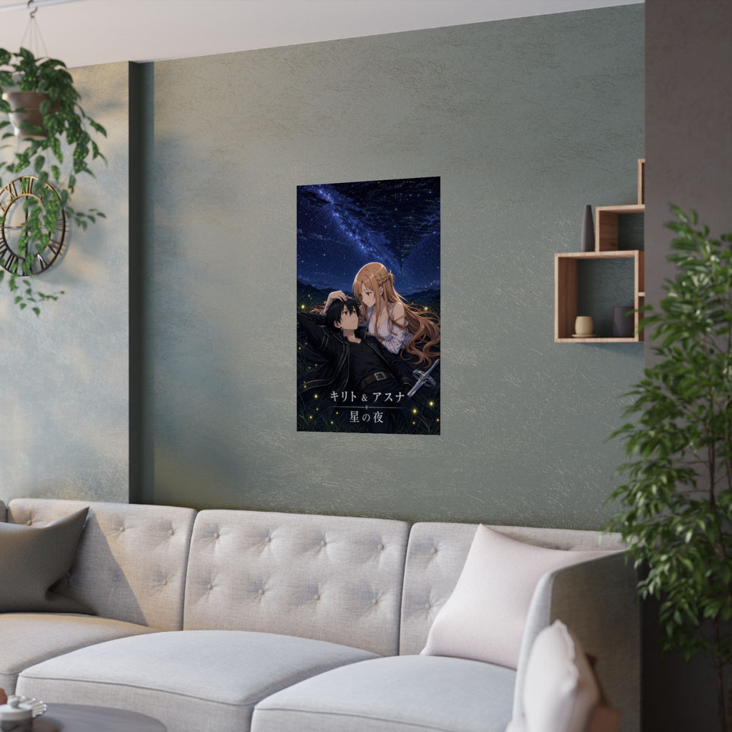 Sword Art Online Sao07 Kirito Asuna Stargazing Night Sky Romance Anime Poster