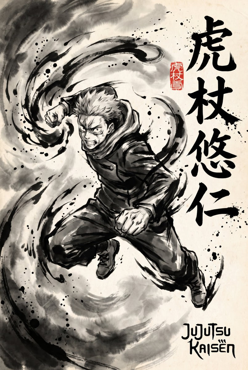 Jujutsu Kaisen Yuji Itadori Black Flash Anime Poster
