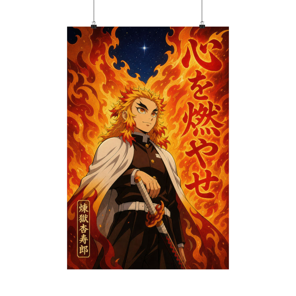 Demon Slayer Rengoku Flame Quote Anime Poster