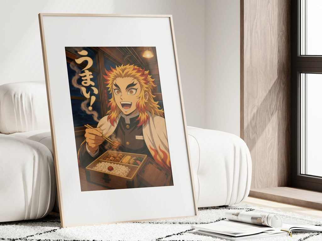 Demon Slayer Rengoku Umai Retro Railway Food Editorial Anime Poster