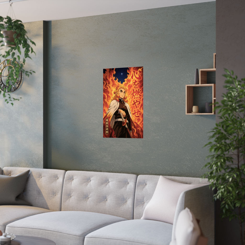 Demon Slayer Rengoku Flame Quote Anime Poster