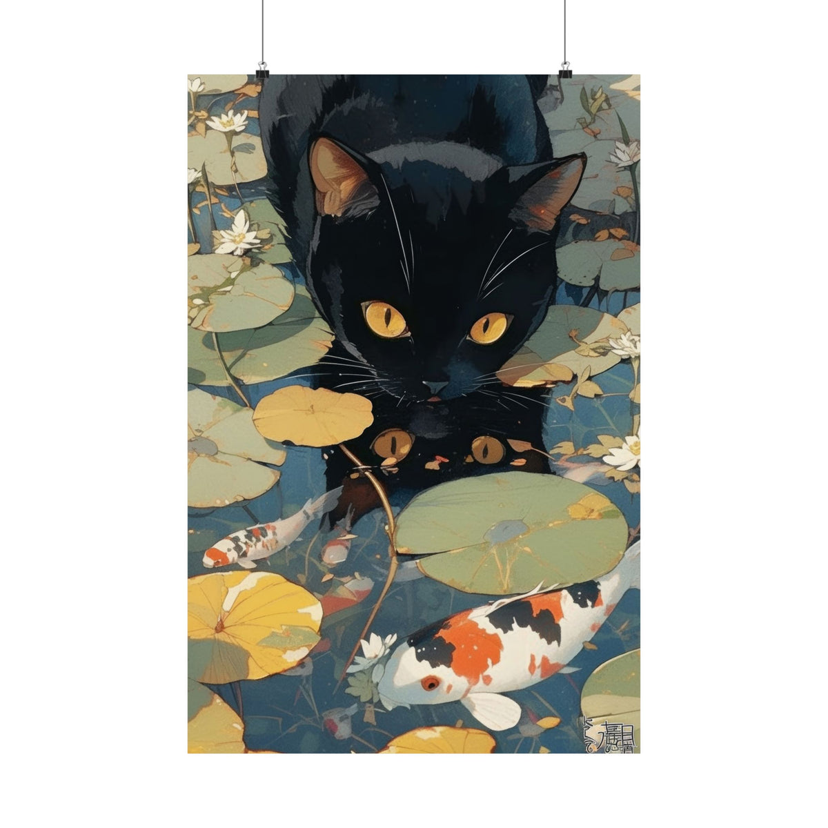 Black Cat Cat Joi Fish Ponde Anime Poster