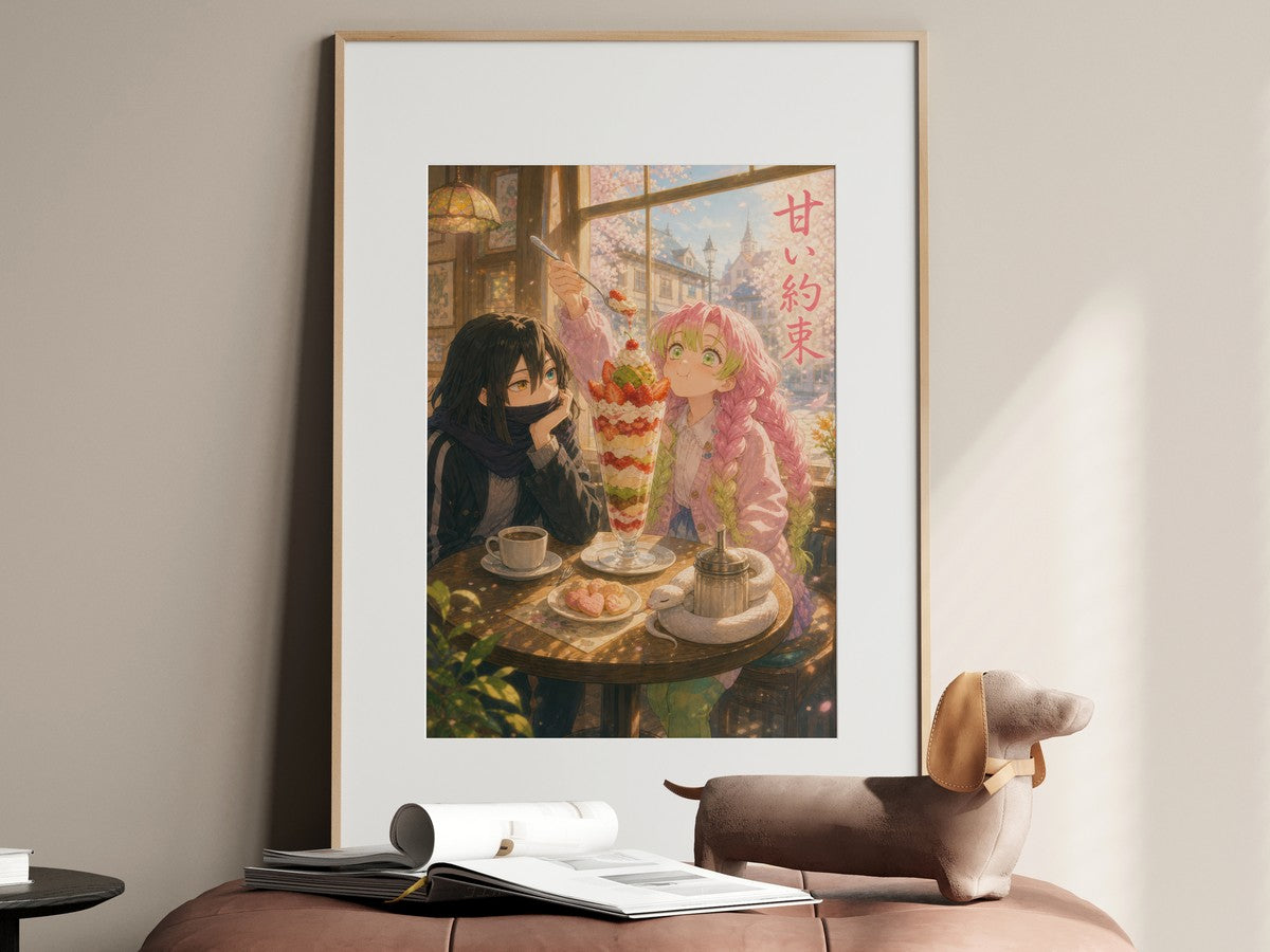 Demon Slayer Obanai Mitsuri Dreamy Parfait Cafe Anime Poster