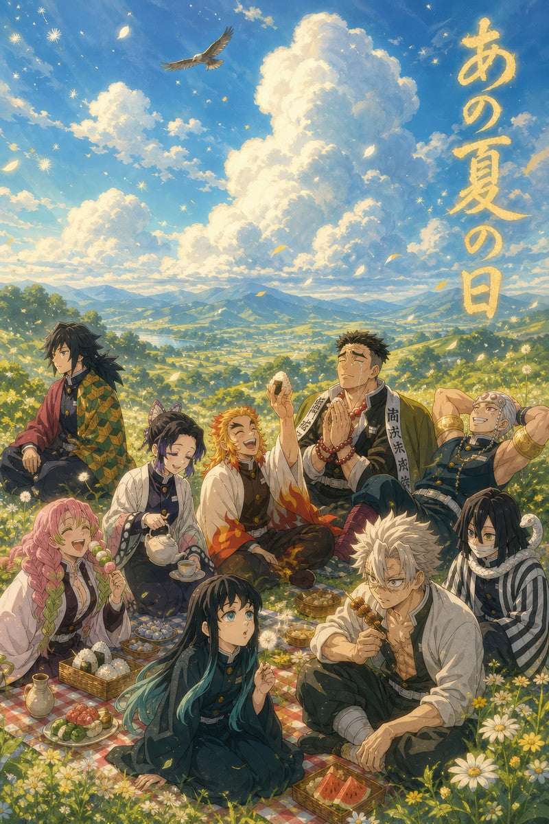 Demon Slayer Nine Hashira Dreamy Summer Picnic Anime Poster