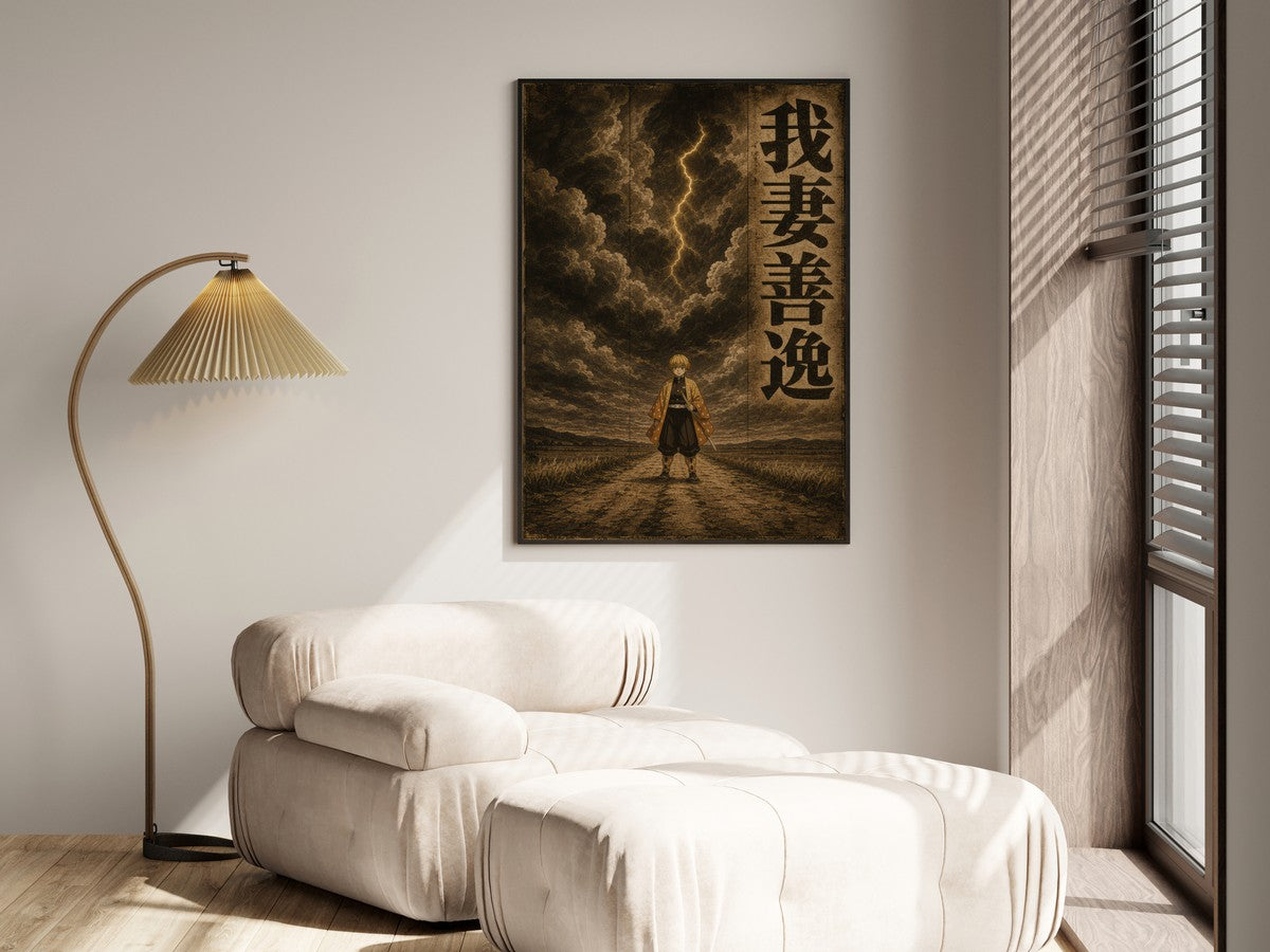 Demon Slayer Hm04 Zenitsu Sepia Thunder Anime Poster