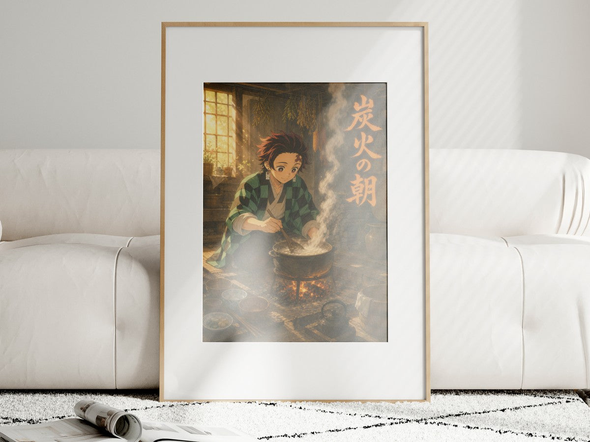 Demon Slayer Tanjiro Ghibli Set Charcoal Morning Anime Poster