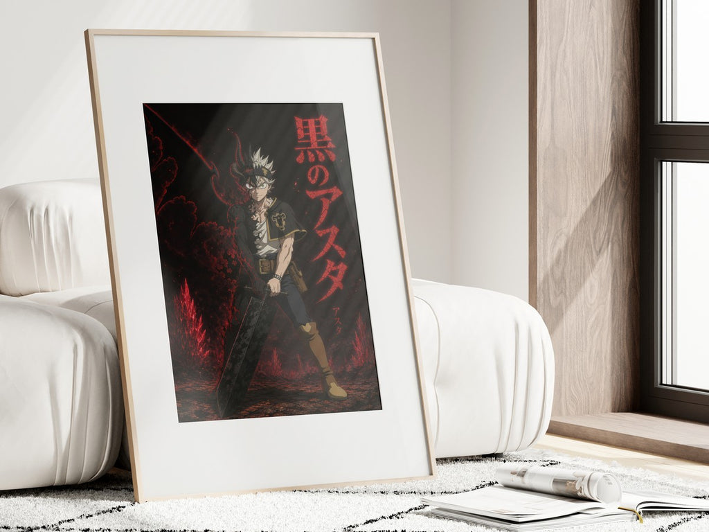 Framed poster above a desk