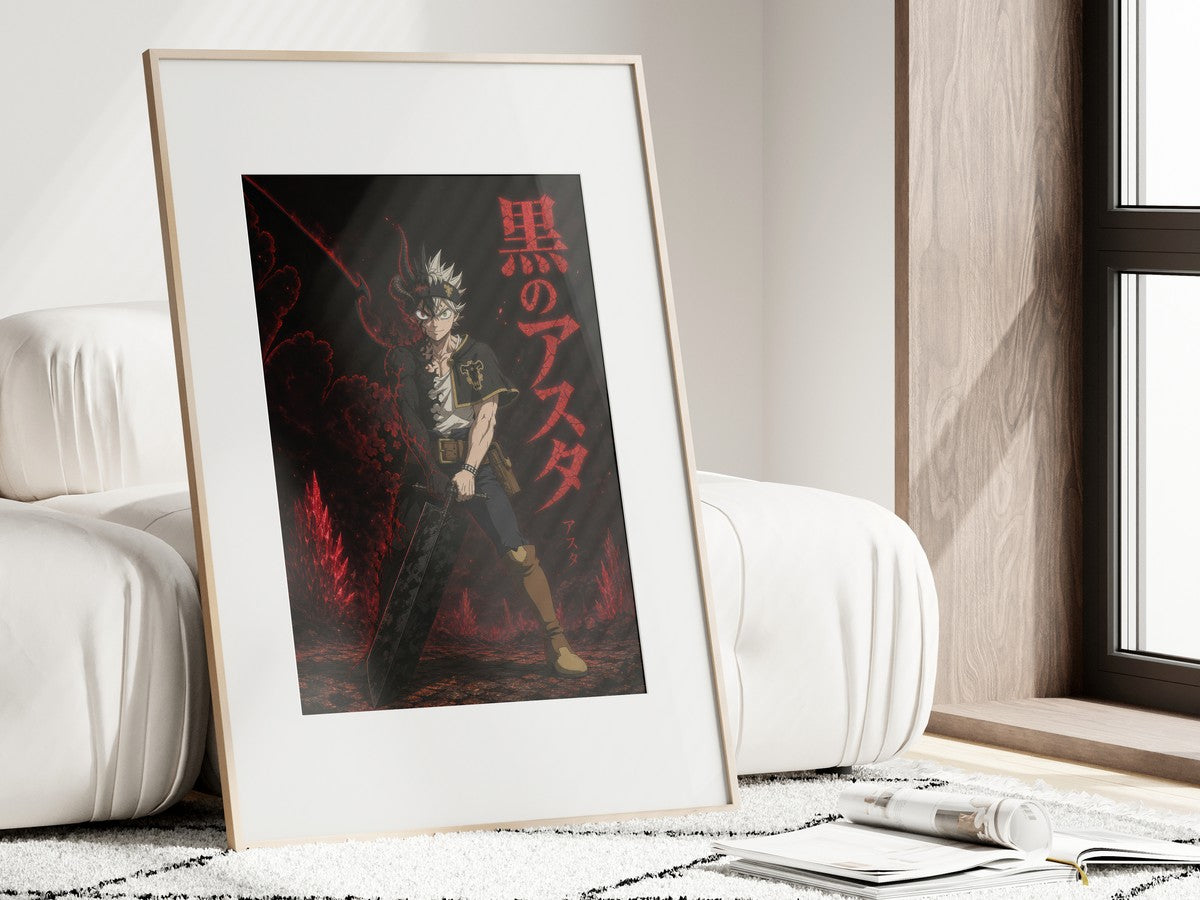 Framed poster above a desk