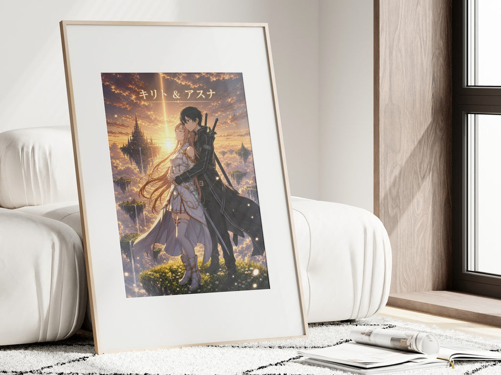 Sword Art Online Sao03 Kirito Asuna Sunset Romantic Key Visual Anime Poster