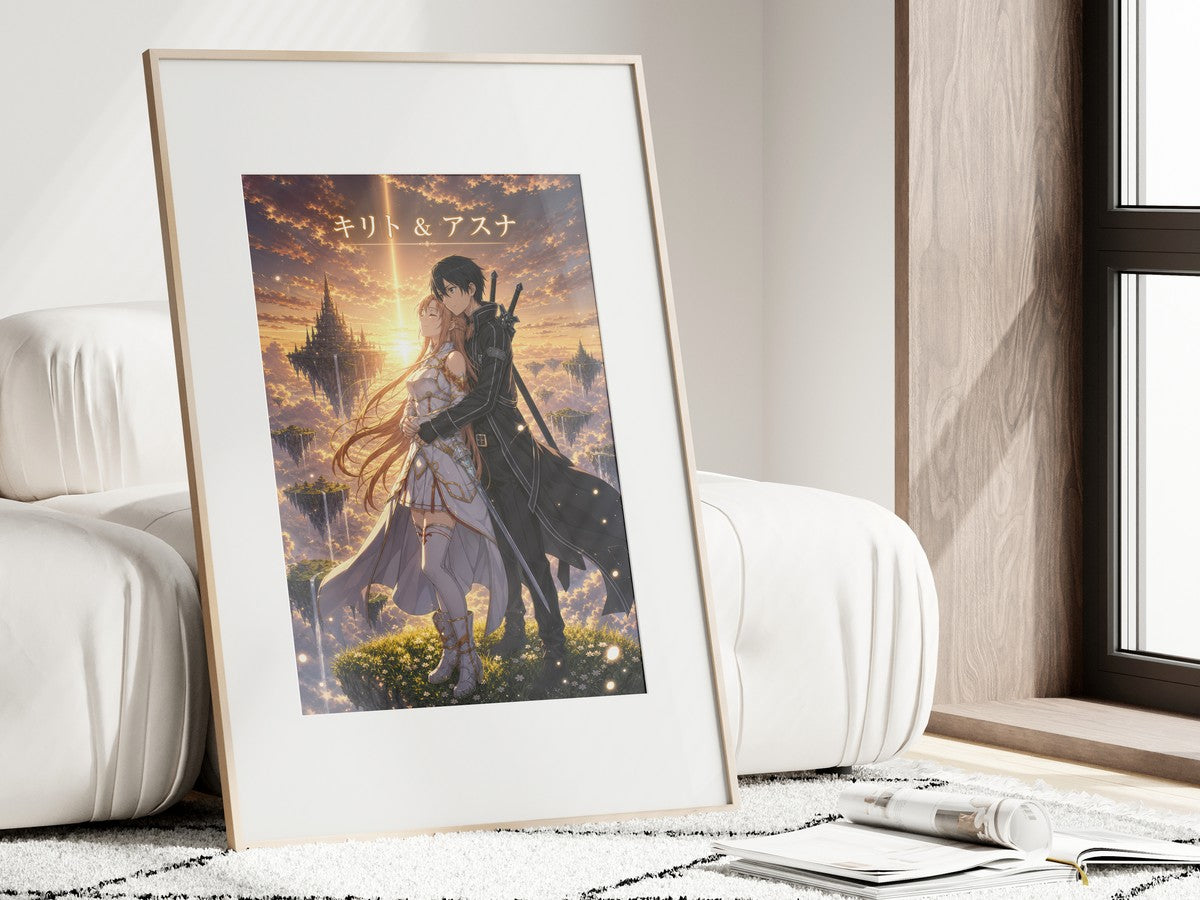 Sword Art Online Sao03 Kirito Asuna Sunset Romantic Key Visual Anime Poster