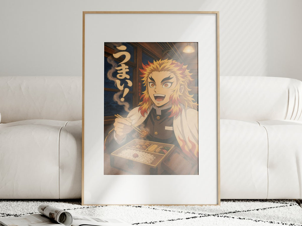 Demon Slayer Rengoku Umai Retro Railway Food Editorial Anime Poster