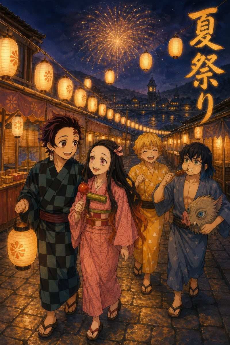Demon Slayer Summer Festival Miyazaki Lantern Night Anime Poster