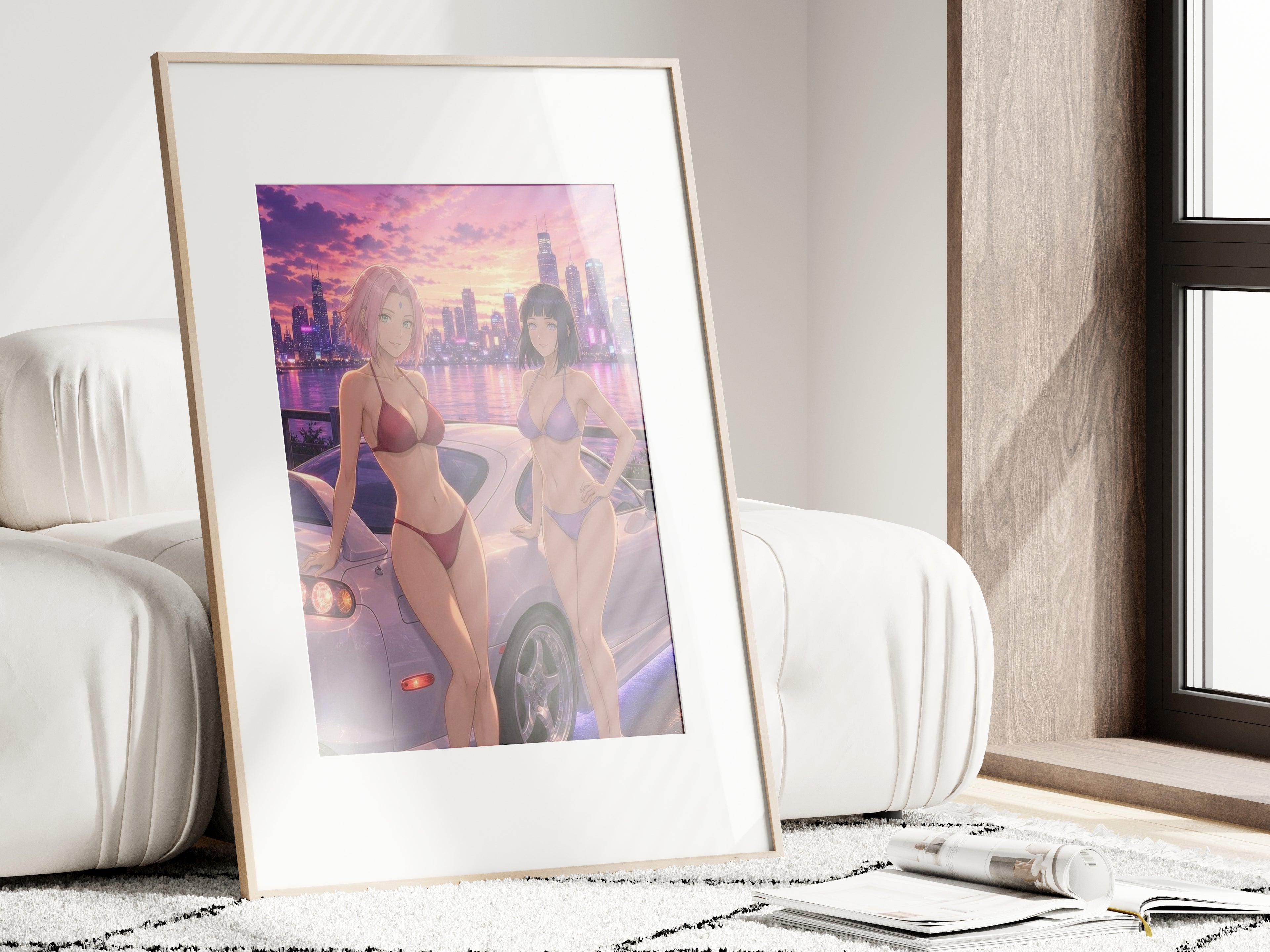 Sakura Hinata Naruto Anime Poster Ninja Sisters Art Print