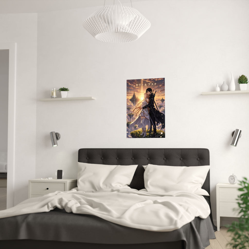Sword Art Online Sao03 Kirito Asuna Sunset Romantic Key Visual Anime Poster