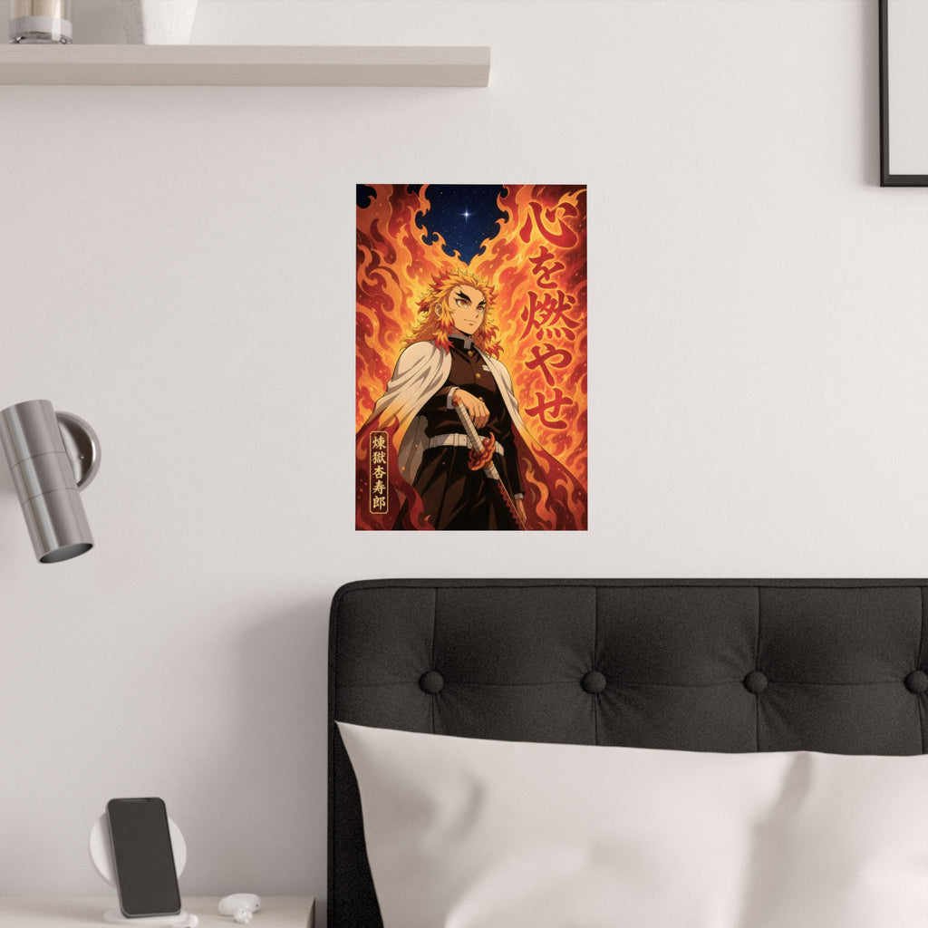 Demon Slayer Rengoku Flame Quote Anime Poster