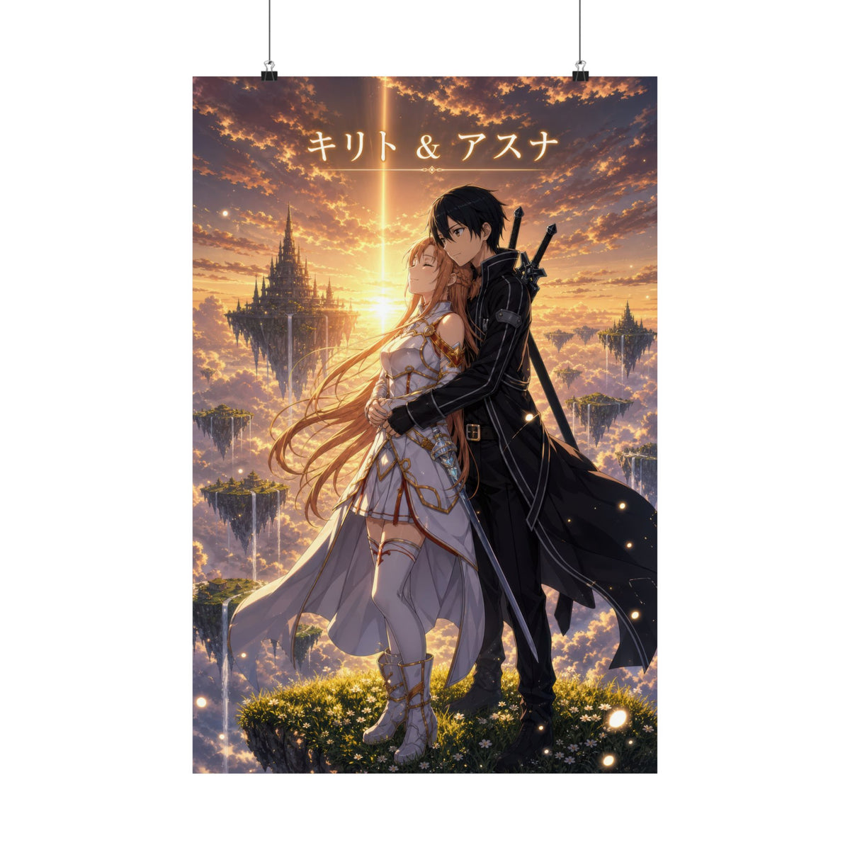 Sword Art Online Sao03 Kirito Asuna Sunset Romantic Key Visual Anime Poster