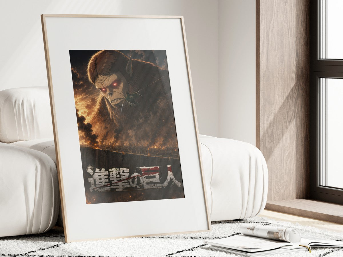 Framed poster above a desk