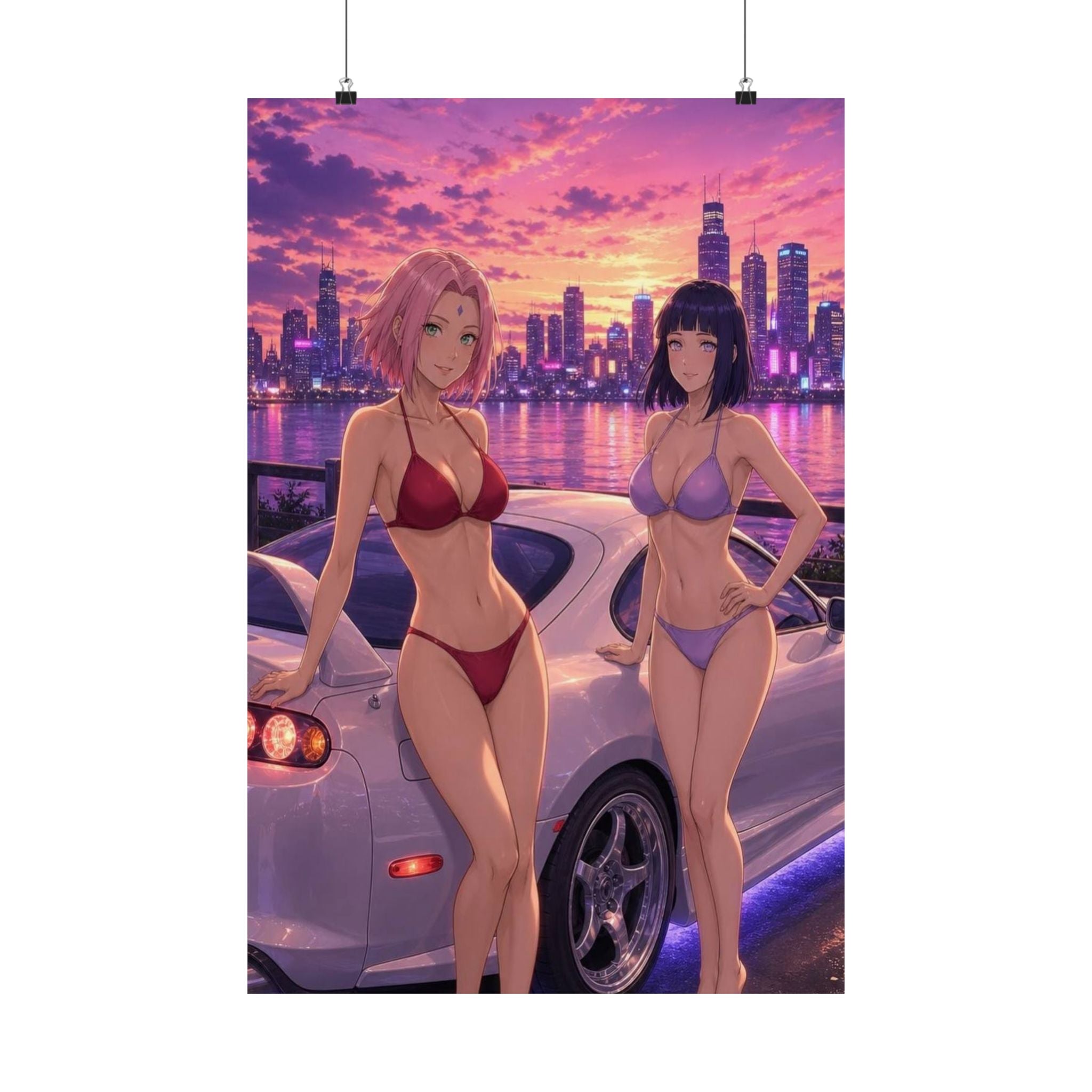 Sakura Hinata Naruto Anime Poster Ninja Sisters Art Print