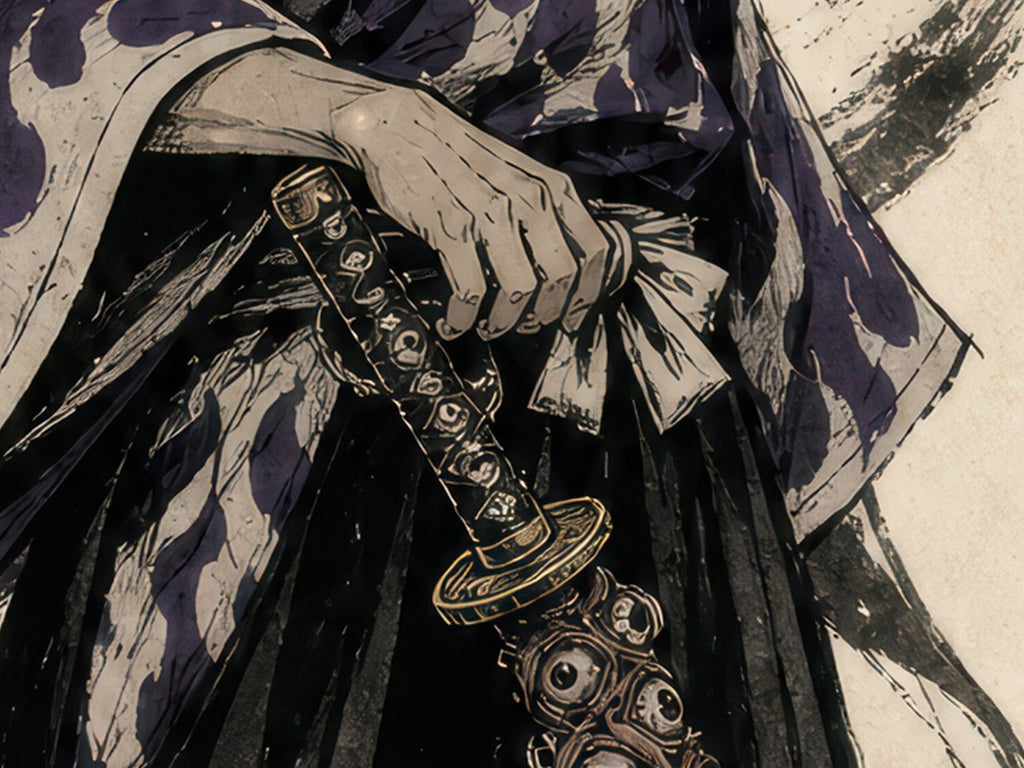 Demon Slayer Kokushibo Sumi E Moon Anime Poster