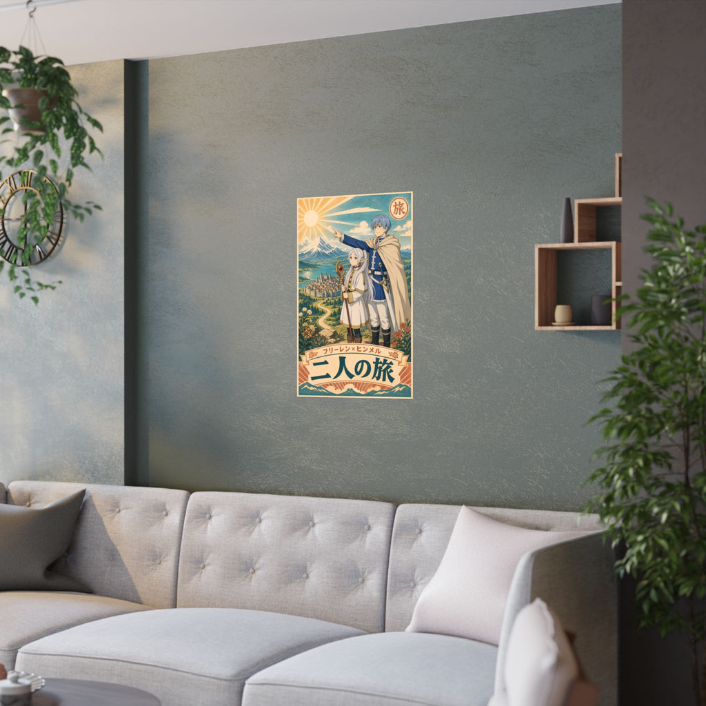 Frieren Fr24 Himmel Retro Travel Anime Poster