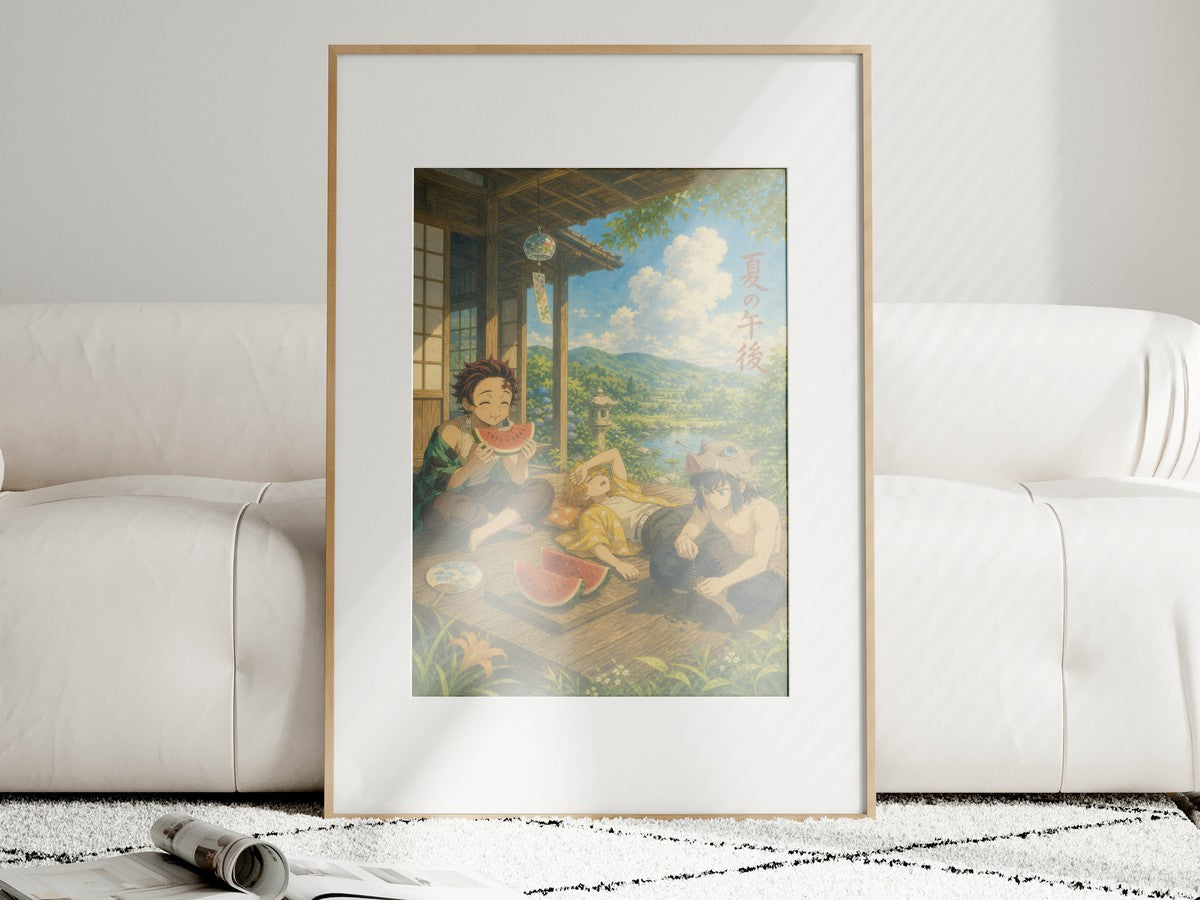 Demon Slayer Watermelon Engawa Miyazaki Afternoon Anime Poster