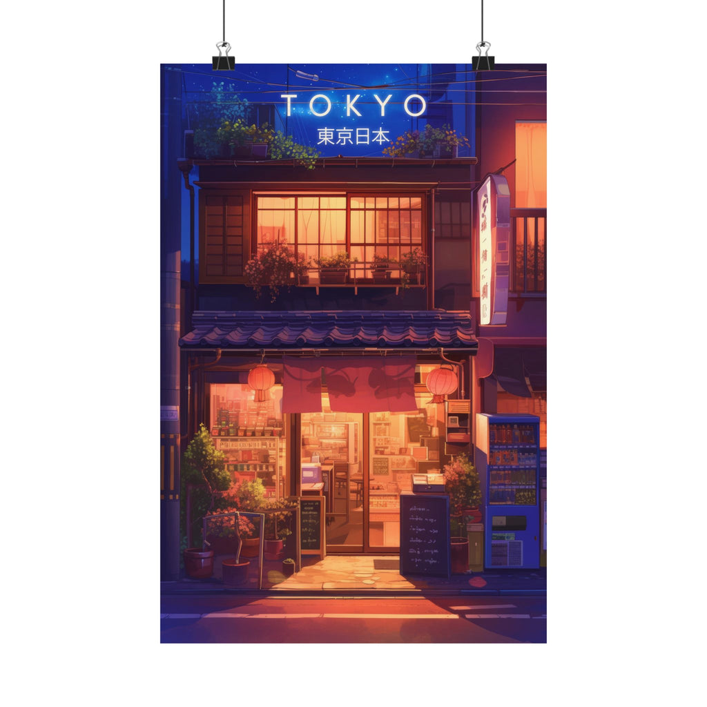 Night Coffee Cafe Anime Poster