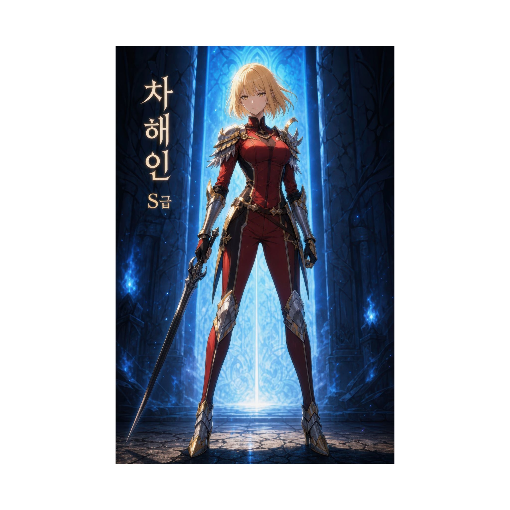 Solo Leveling Sl51 Haein Red Armor Editorial Anime Poster