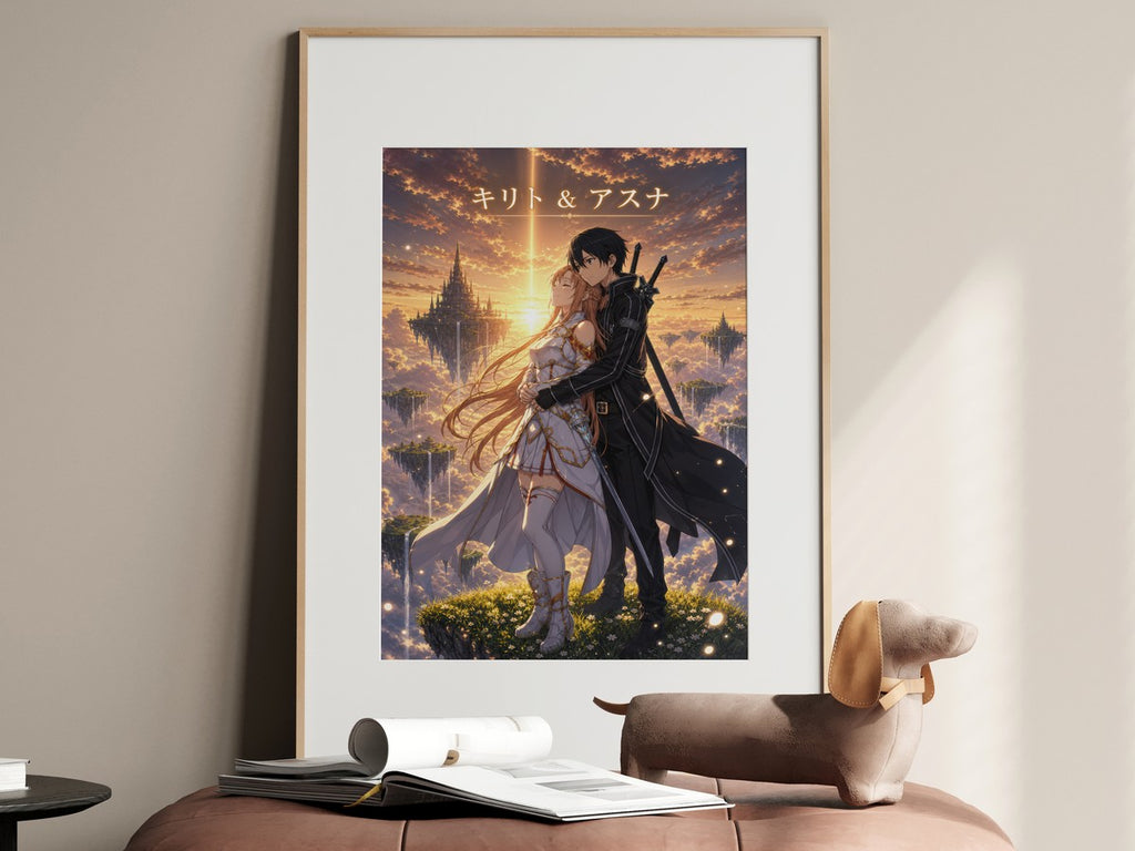 Sword Art Online Sao03 Kirito Asuna Sunset Romantic Key Visual Anime Poster
