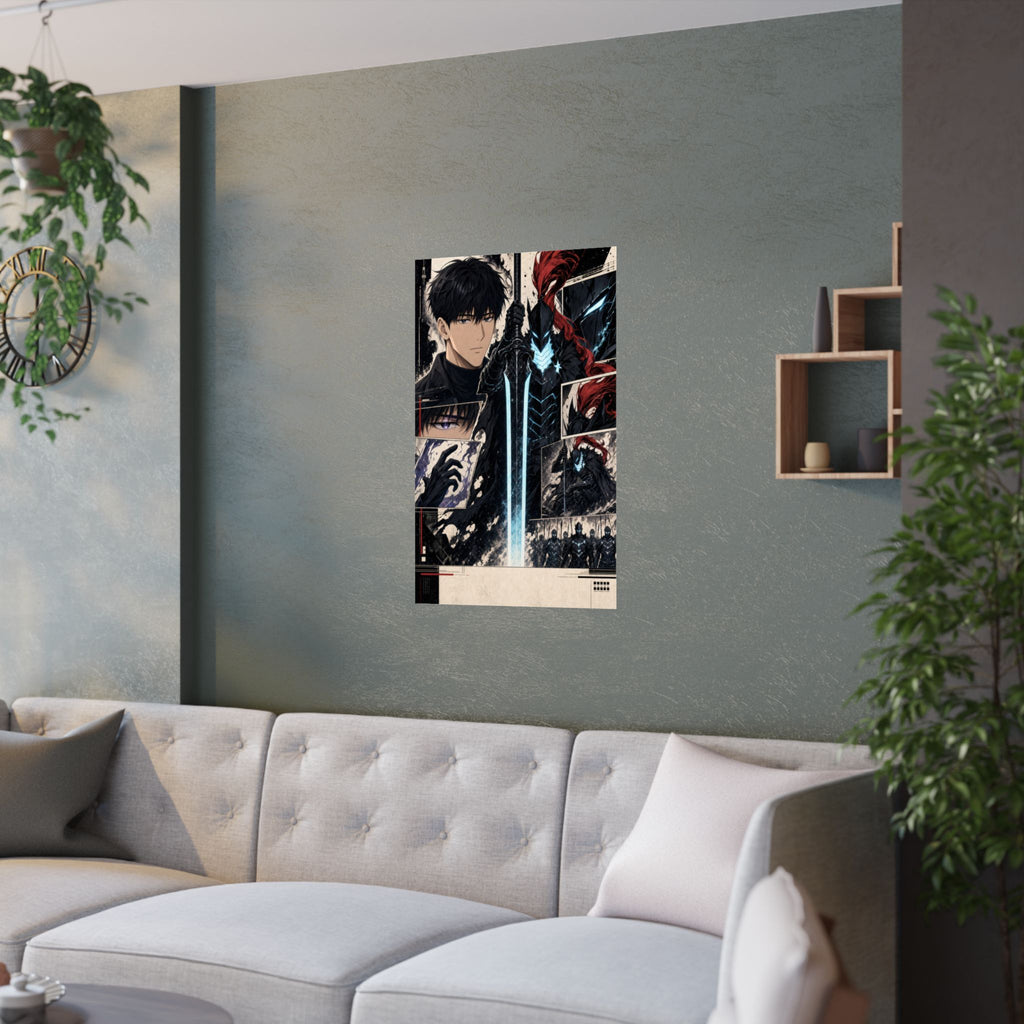 Solo Leveling Sl59 Jinwoo Igris Manga Editorial Collage Anime Poster