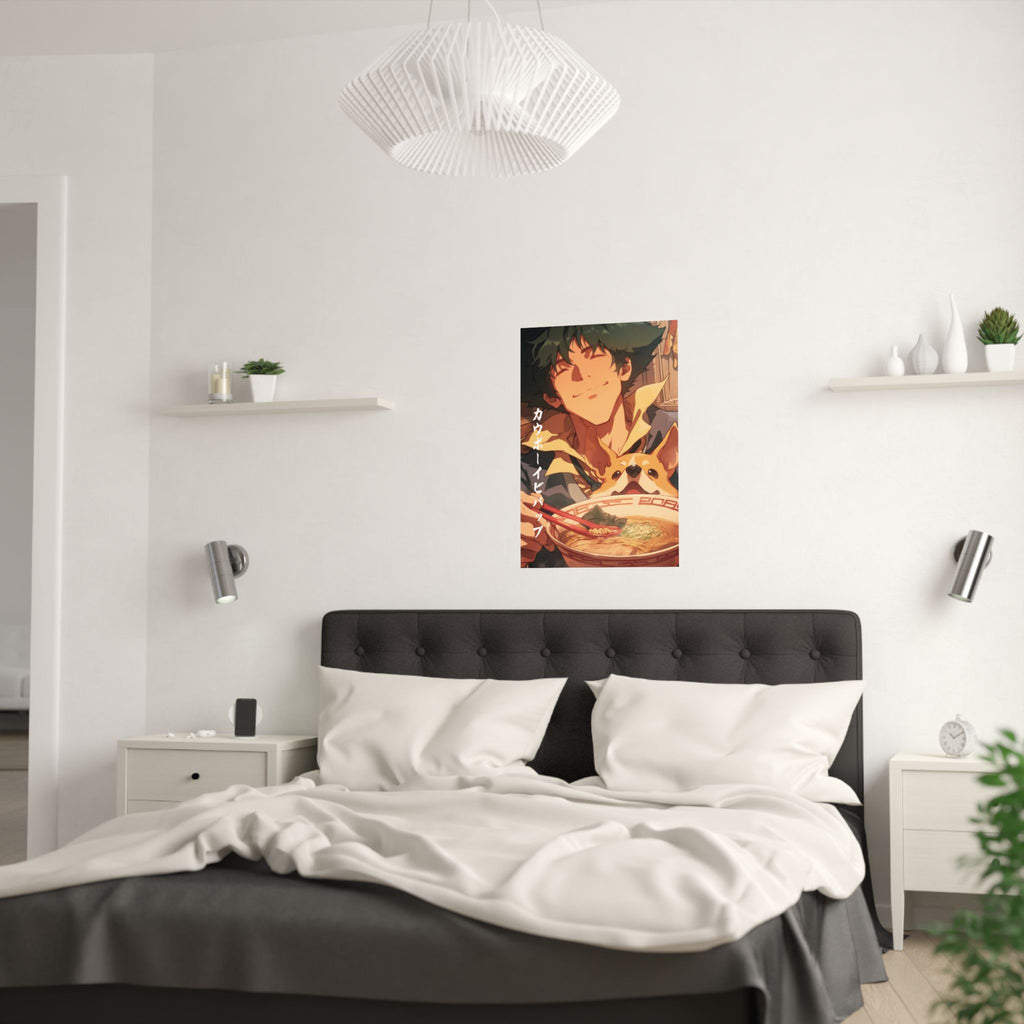 Cowboy Bebop Spike Corgi Ramen Anime Poster
