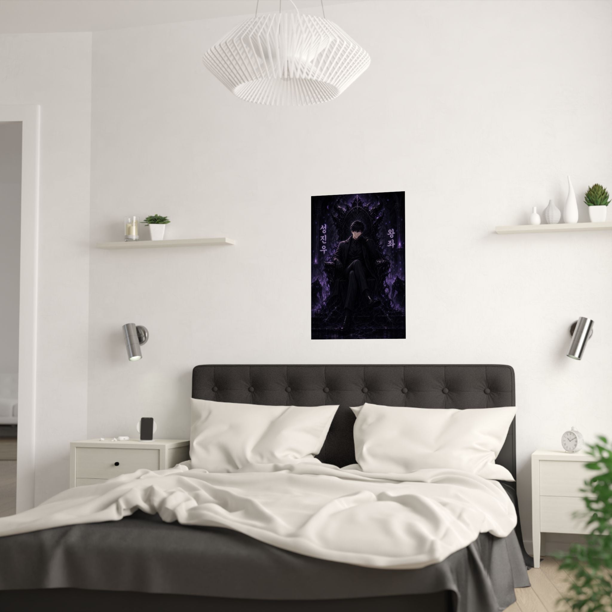 Solo Leveling Sl46 Jinwoo Shadow Throne Anime Poster