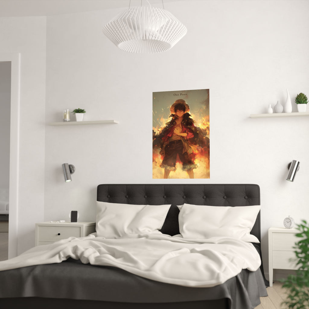 One Piece Luffy Fire Anime Poster
