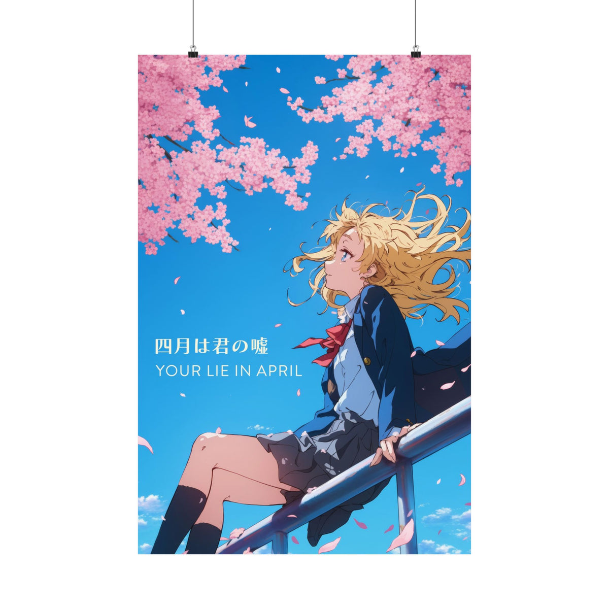 Your Lie in April Kaori Cherry Blossoms and Sky Anime Poster