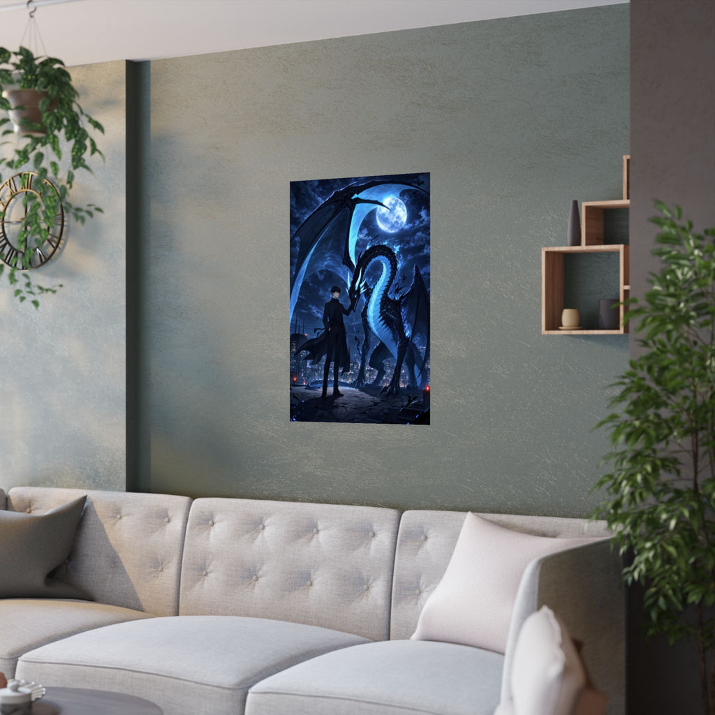 Solo Leveling Sl57 Jinwoo Kaisel Rooftop Landing Anime Poster