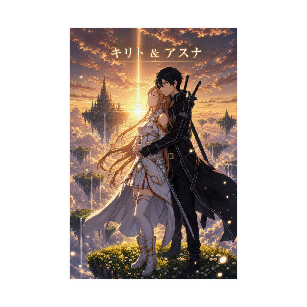 Sword Art Online Sao03 Kirito Asuna Sunset Romantic Key Visual Anime Poster