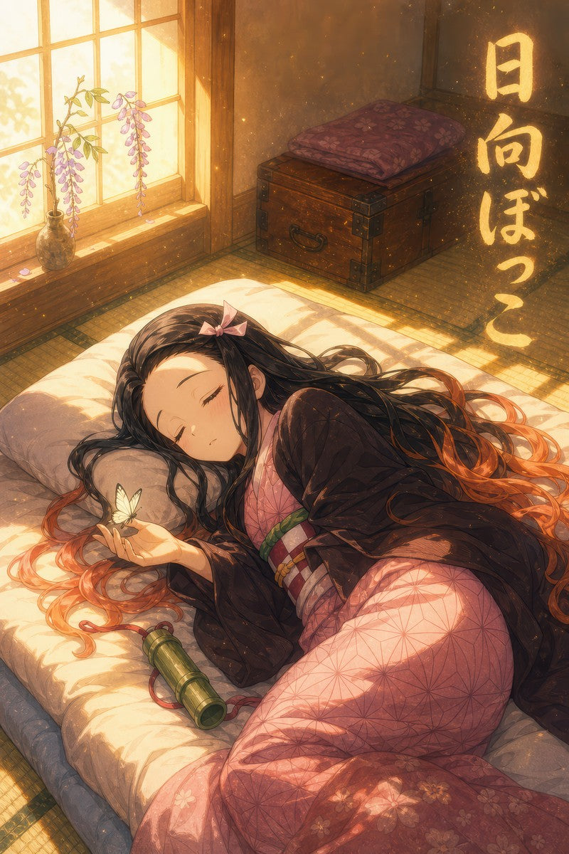 Demon Slayer Nezuko Ghibli Set Sunbeam Nap Anime Poster